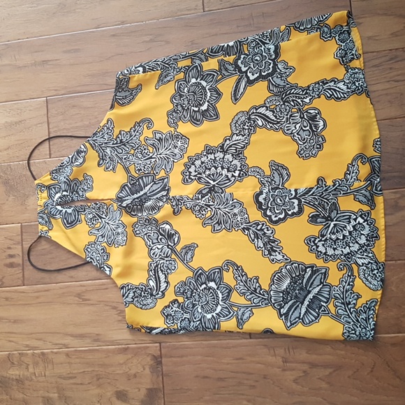 Women's Yellow/Black Summer Work Going Out Floral Tank - Picture 2 of 9